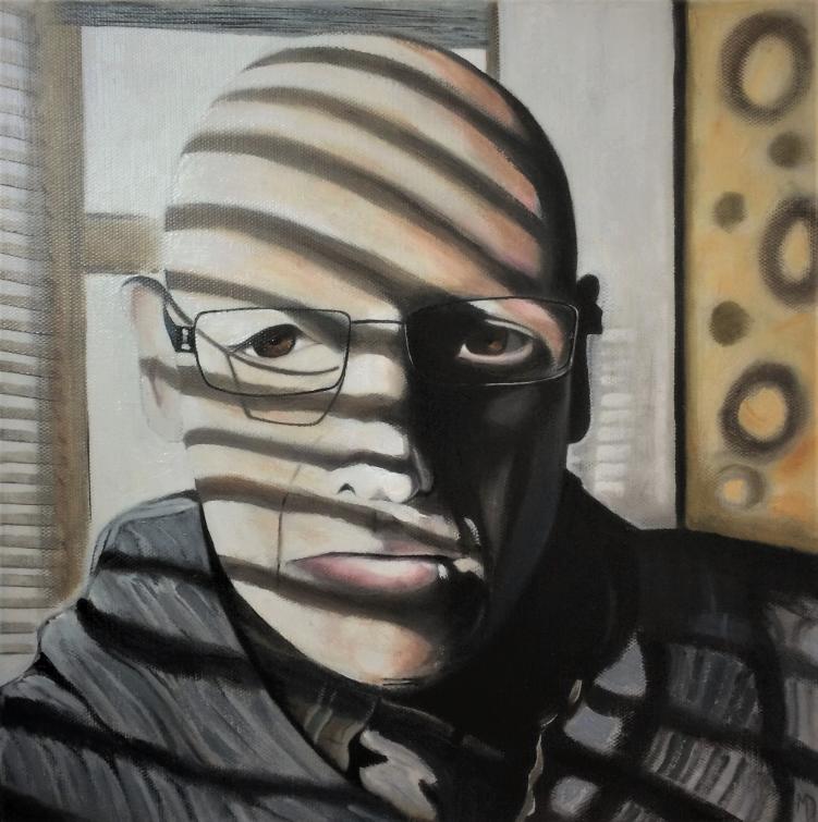Self portrait in the window seat by Martin Davis